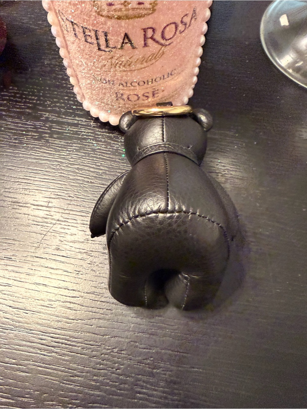 Coach Black Leather Bear Key Charm with Gold Hardware - Picture 2 of 2